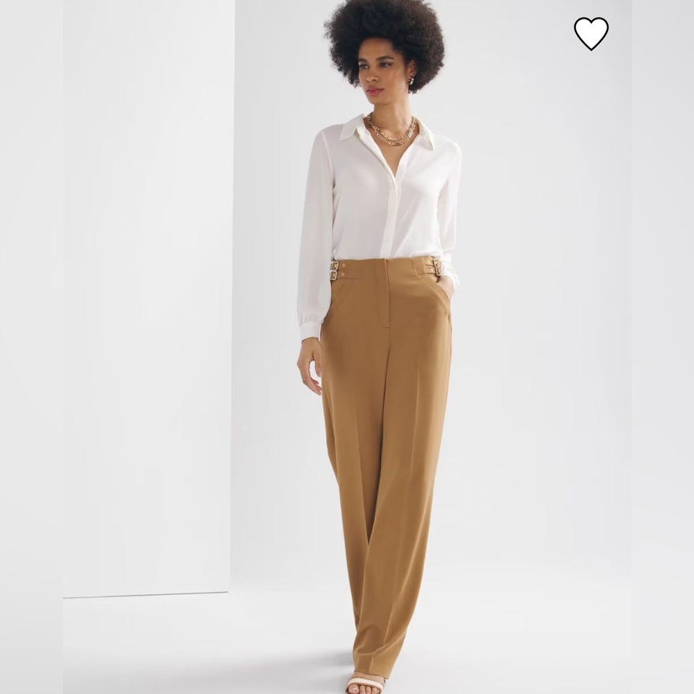 White House Black Market Buckle Waist Wide Leg Pant